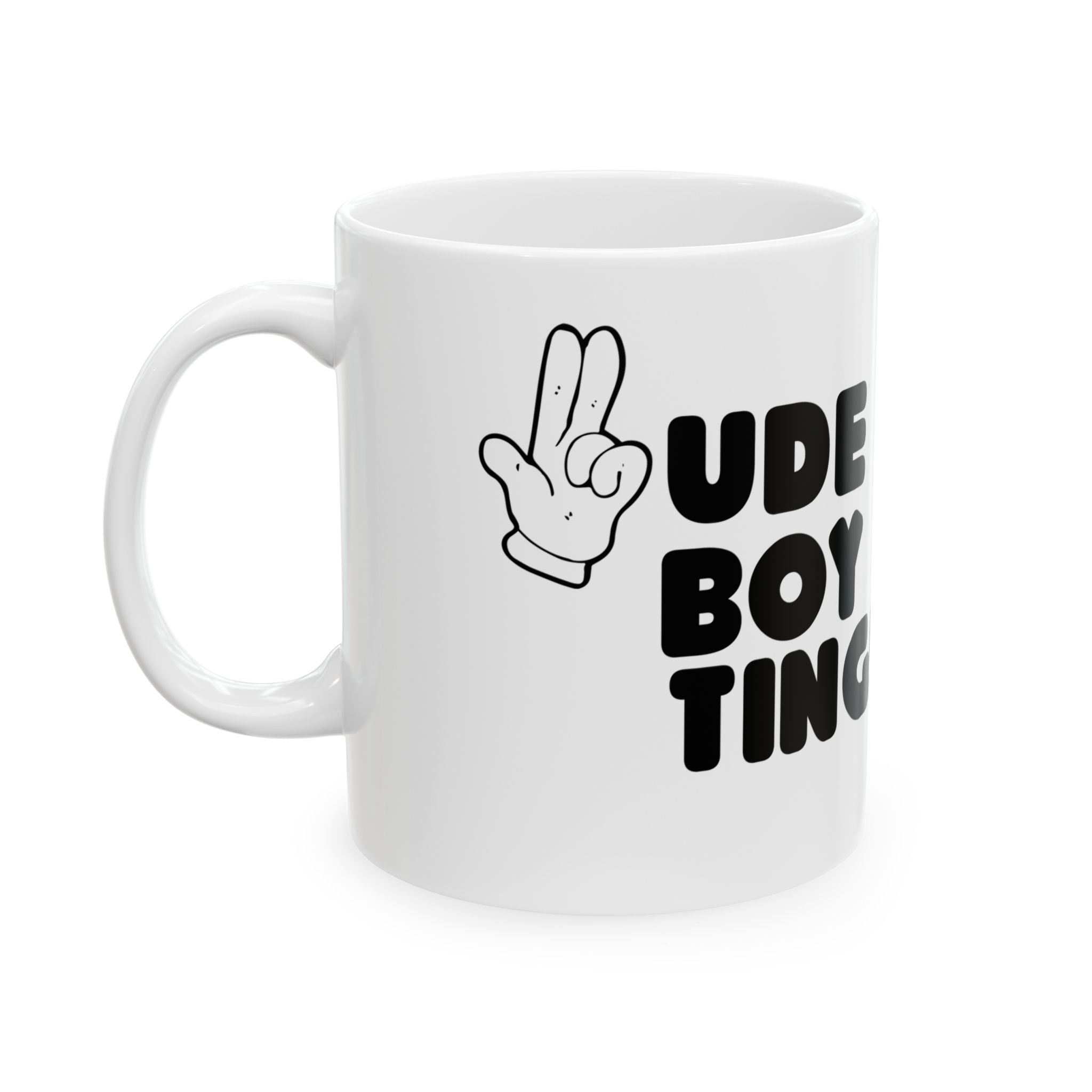 Rude Boy Greetings Ceramic Mug – Funny Retro Bold Text Coffee Cup (11oz & 15oz)