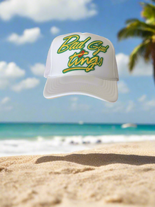 Bad Gyal Tings Embroidery Patch Trucker Hat All White