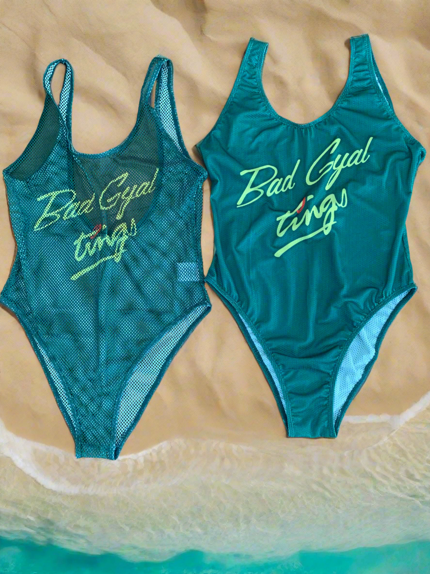 Bad Gyal Tings Mesh Marina Citrus Green Swimsuit 2 in 1 PRE-ORDER
