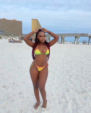 Red, Gold and Green Gunfinger Bikini (thong back)