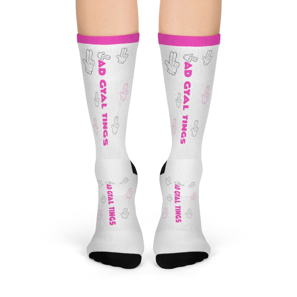Copy of BAD GYAL TINGS Sublimation Crew Socks (PINK & WHITE)