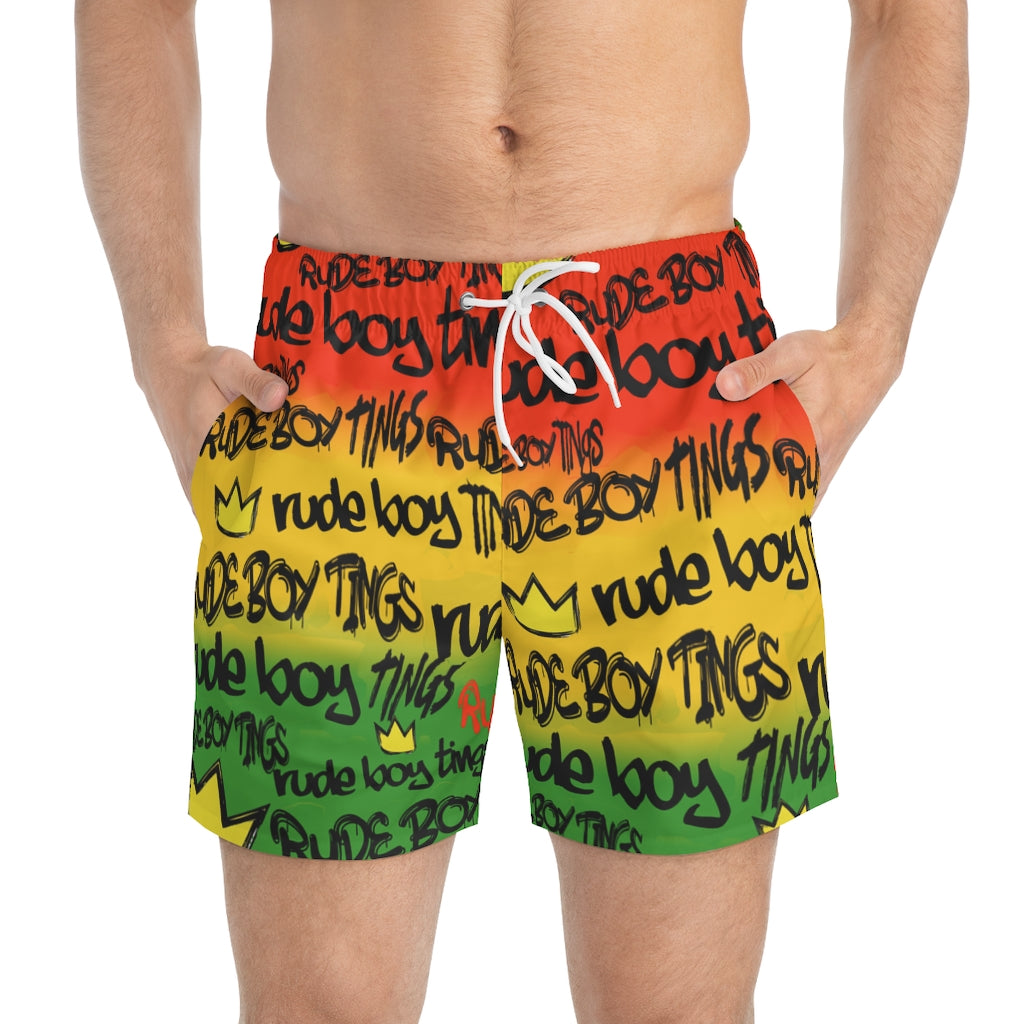 RUDE BOY TINGS Swim Trunks (RED, GOLD, GREEN)