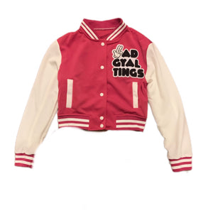 Bad Gyal Tings Gunfinger Lightweight Varsity Jacket (Pink Rose)