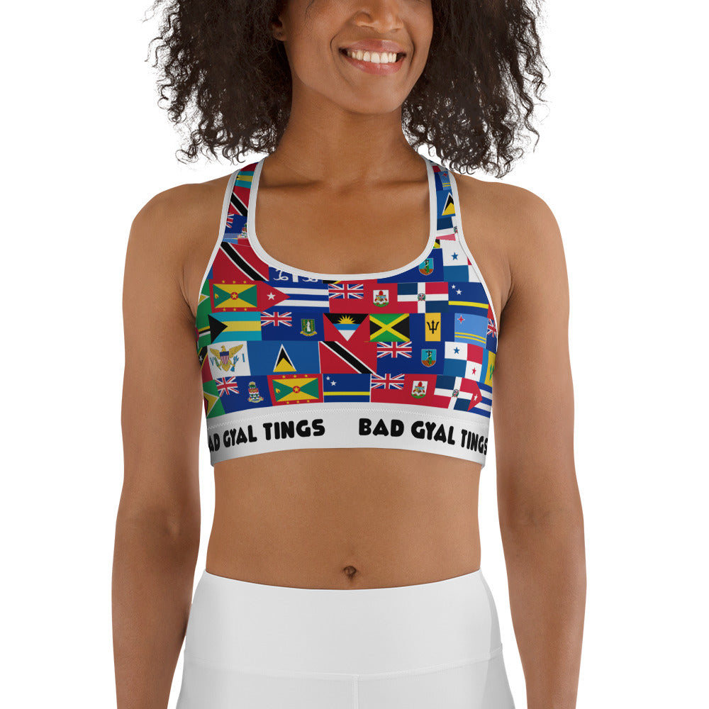 CARIBBEAN ALL INCLUSIVE BAD GYAL TINGS Sports bra - Rice & Tees