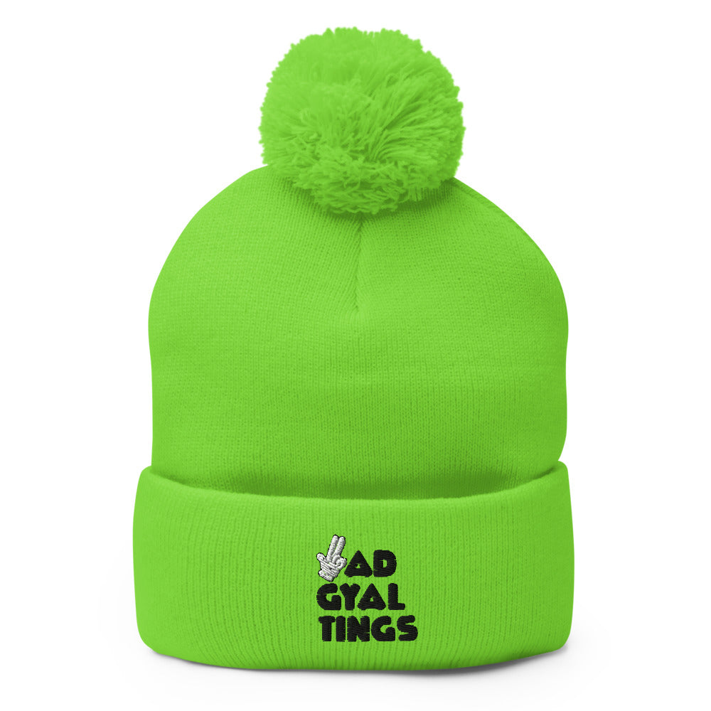 BAD GYAL TINGS GUNFINGER Pom-Pom Beanie Hat