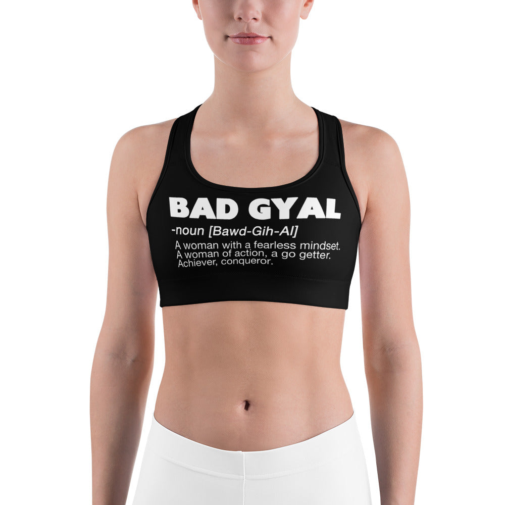 BAD GYAL DEFINITON BLACK Sports bra - Rice & Tees
