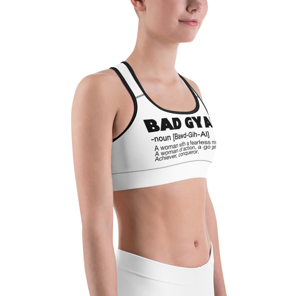 BAD GYAL DEFINITION Sports bra WHITE – Rice & Tees